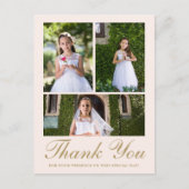 Drie Foto Bloemstuk Eerste Communie Blush Briefkaart (Voorkant)
