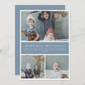 Drie foto-collage Aangepaste kleuren/Tekst Feestdagenkaart (Voorkant / Achterkant)