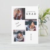 Drie foto collage afstudeerfoto aankondiging (Staand voorkant)