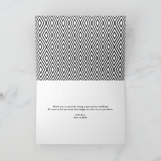 Drie foto-collage Bedankt Script Trouwkaart (Binnen)