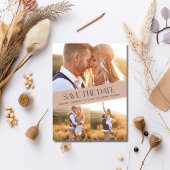 Drie Foto Collage Boho Wedding Save the Date Aankondigingskaart