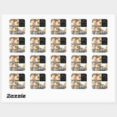 Drie Foto Collage Bruiloft Custom Vierkante Sticker (Vel)