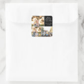 Drie Foto Collage Bruiloft Custom Vierkante Sticker (Tas)
