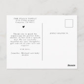 Drie foto collage Elegante Script Baby Shower Briefkaart (Achterkant)