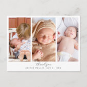 Drie foto collage Elegante Script Baby Shower Briefkaart (Voorkant)