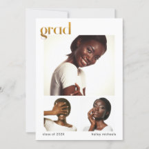 Drie Foto Collage Graduation Party Faux Gold