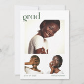 Drie Foto Collage Graduation Party Green Kaart (Voorkant)