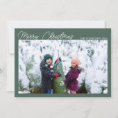 Drie foto collage groen script Prettig kerstfeest Feestdagenkaart (Voorkant)