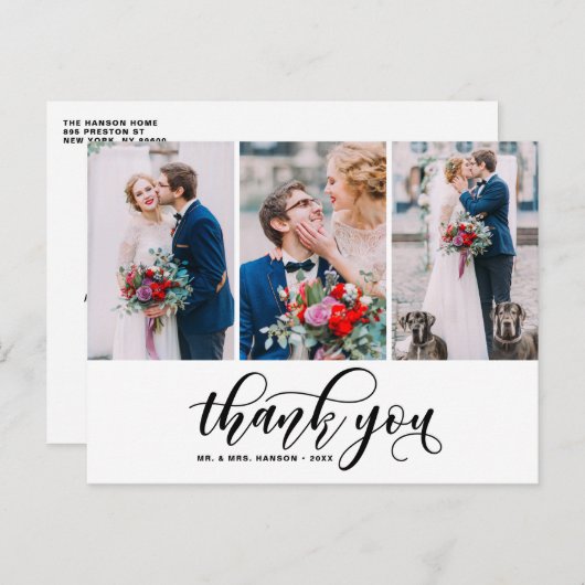 Drie foto-collage Hartelijk dank voor het scripthu Briefkaart (Voorkant / Achterkant)