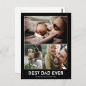 Drie foto collage Modern Vaderdag Briefkaart (Voorkant / Achterkant)