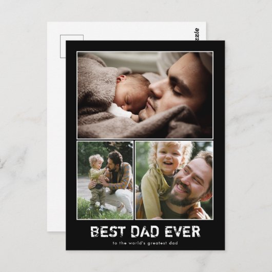 Drie foto collage Modern Vaderdag Briefkaart (Voorkant / Achterkant)