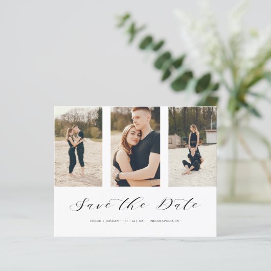 Drie foto collage romantische bruiloft goedkoop (Staand voorkant)