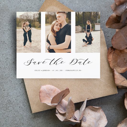 Drie foto collage romantische bruiloft goedkoop