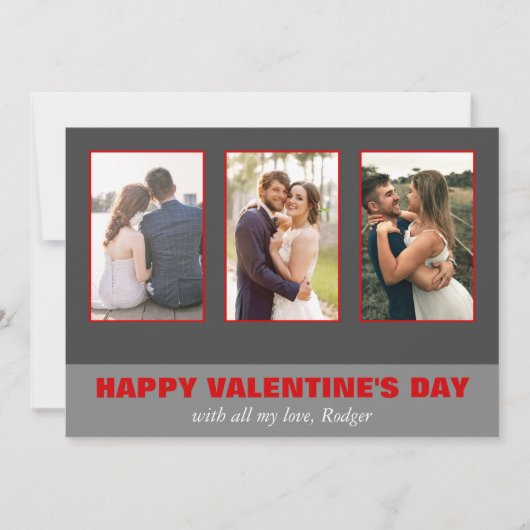 Drie foto collage Valentijnsdag Feestdagenkaart (Voorkant)