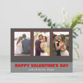 Drie foto collage Valentijnsdag Feestdagenkaart (Staand voorkant)