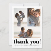 Drie foto collage verjaardagsfeestje bedankje bedankkaart (Voorkant)