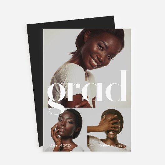 Drie foto collage Zwart Witte Afstudeerfeest Kaart