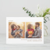 Drie foto eenvoudige typografie minimalistische br save the date (Staand voorkant)