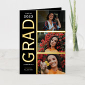 Drie Foto Gold Foil Afstuderen Folie Wenskaart (Voorkant)