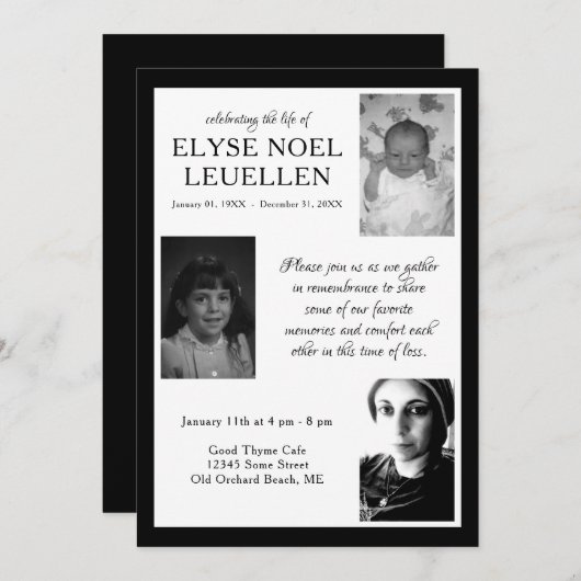 drie foto - herdenkingskaarten programmakaart (Voorkant / Achterkant)