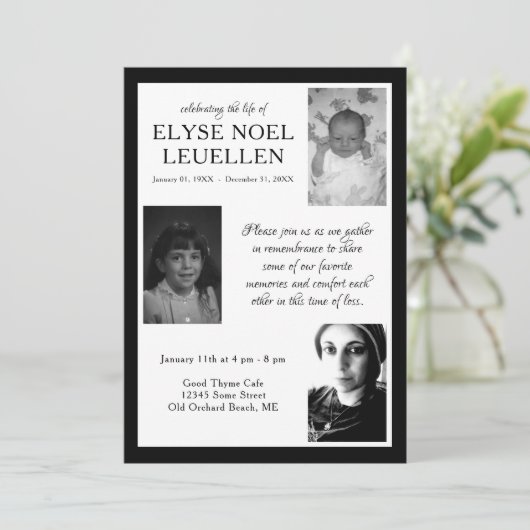 drie foto - herdenkingskaarten programmakaart (Staand voorkant)