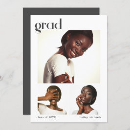 Drie foto-inkuilgradiënt Graduy Party Kaart