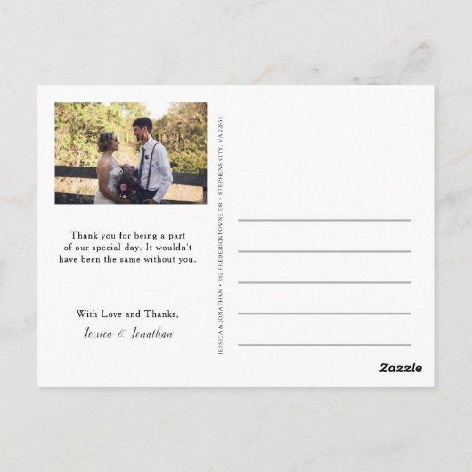 Drie-foto kalligrafie script dank u | briefkaart (Achterkant)