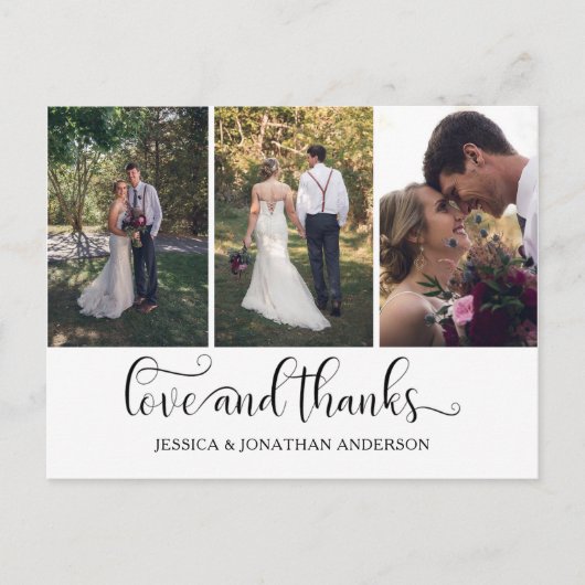 Drie-foto kalligrafie script dank u | briefkaart (Voorkant)