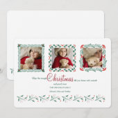 Drie Foto Kerstkaart Wit Kaart (Voorkant / Achterkant)
