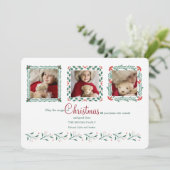 Drie Foto Kerstkaart Wit Kaart (Staand voorkant)