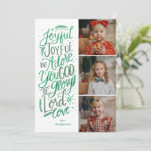 Drie foto Kerstmis Kaart Bos Groene Pine (Staand voorkant)