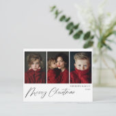 Drie foto Kerstvakantie ontwerp Feestdagenkaart (Staand voorkant)