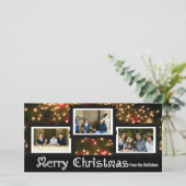 Drie foto kerstverlichting Kaart (Staand voorkant)