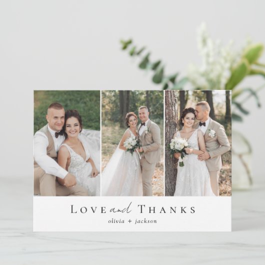 Drie foto liefde en Bedankt bruiloft (Staand voorkant)