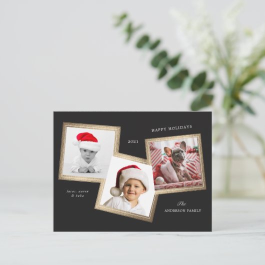 Drie foto Lijst familie vakantie Briefkaart (Staand voorkant)