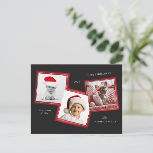 Drie foto Lijst familie vakantie Briefkaart (Staand voorkant)