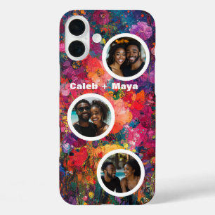 Drie foto Neo Expressionistische Bloemen Collage iPhone 16 Plus Hoesje