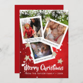 Drie foto-onderschriftcollage Prettig kerstfeest Feestdagenkaart (Voorkant / Achterkant)