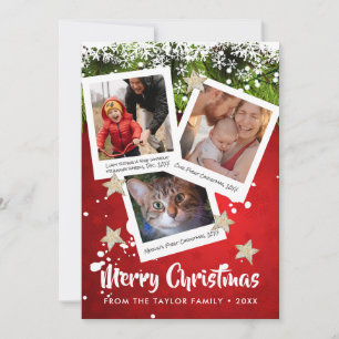 Drie foto-onderschriftcollage Prettig kerstfeest Feestdagenkaart
