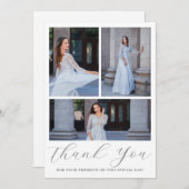 Drie foto Quinceanera dank u script Kaart (Voorkant / Achterkant)