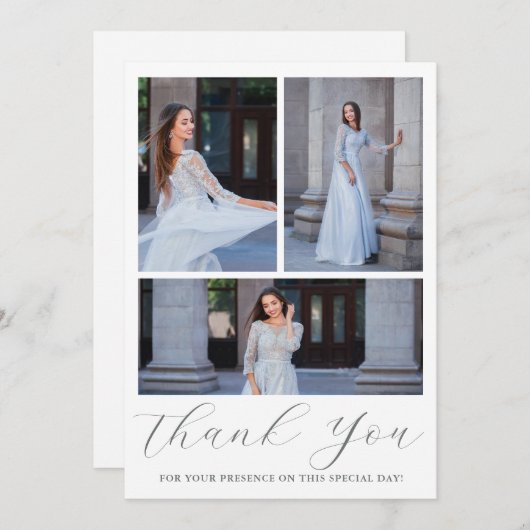 Drie foto Quinceanera dank u script Kaart (Voorkant / Achterkant)