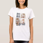 Drie foto Retro 2025 Afstuderen Blauw T-shirt (Voorkant)