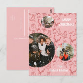 Drie foto roze grillig briefkaart (Voorkant / Achterkant)