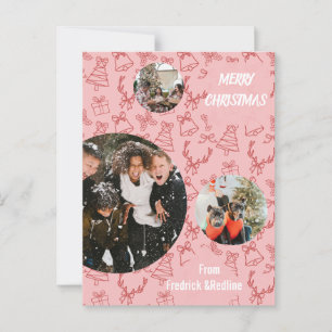 Drie foto roze grillig briefkaart