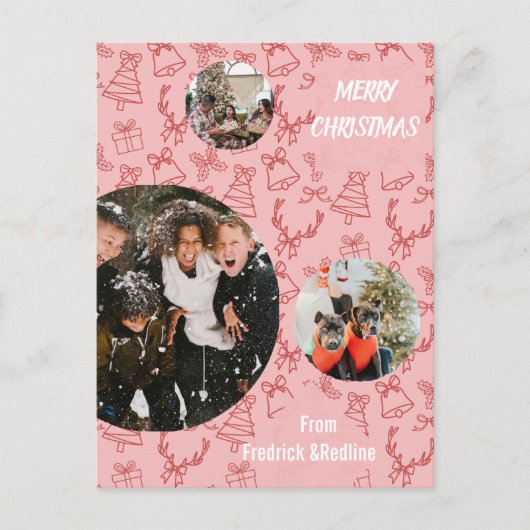 Drie foto roze grillig briefkaart (Voorkant)