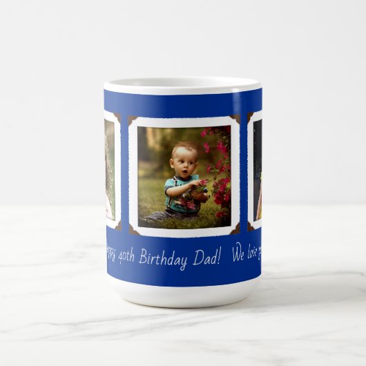 Drie foto-sjablonen marineblauw Dads Koffiemok (Center)