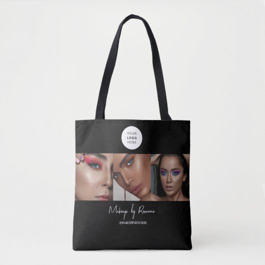 Drie foto sjabloon Zwart Aanpasbaar Zakelijk Tote Bag (Voorkant)