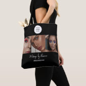 Drie foto sjabloon Zwart Aanpasbaar Zakelijk Tote Bag (Dichtbij)
