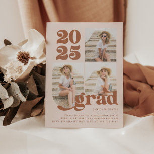 Drie foto Terracotta Retro Type Graduation Party
