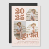 Drie foto Terracotta Retro Type Graduation Party (Voorkant / Achterkant)